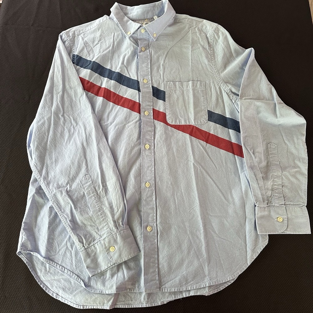 Five Four Mark McNairy Button Down Shirt Mens Size 3XL Light Blue Red Navy